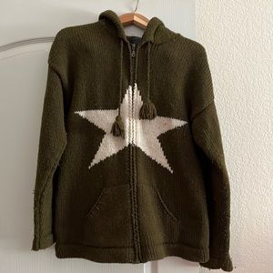 100% Wool zip up women’s sweater size L